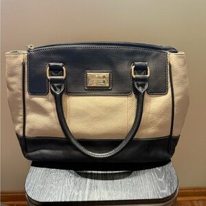 Tignanello Black and Cream Satchel